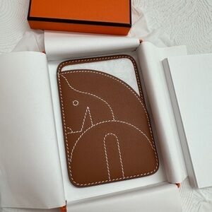 Hermes Horse MagSafe card holder in Gold Swift calfskin